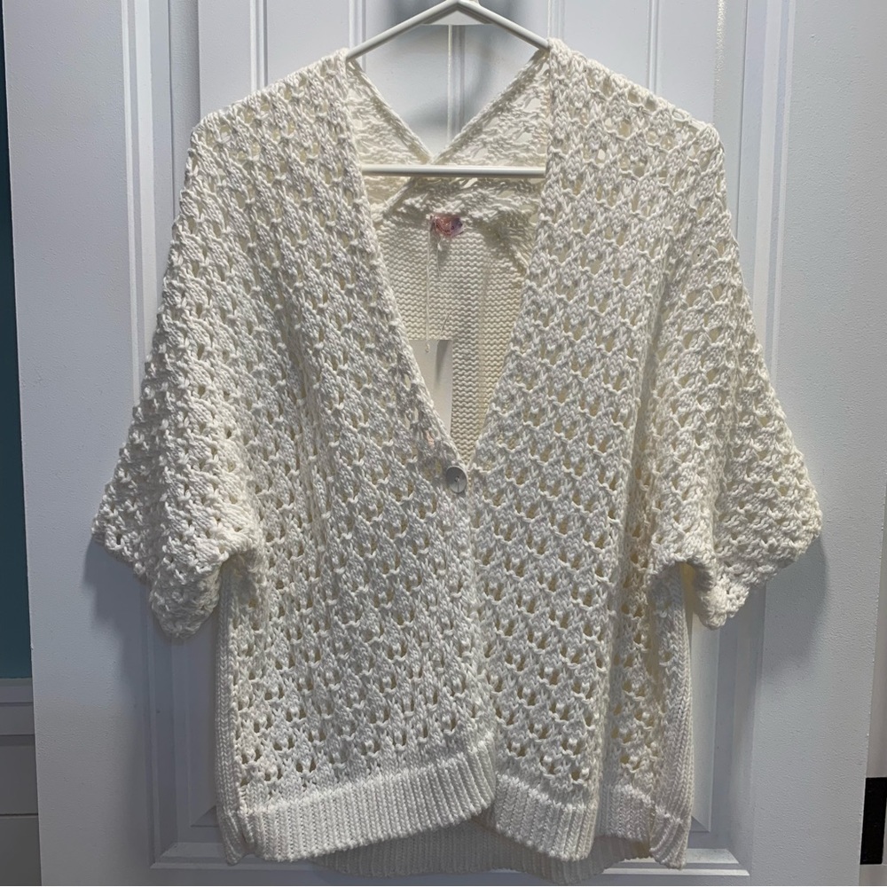 Rossopuro. Made in Italy. NWT. Large ivory cartigan. Knit.